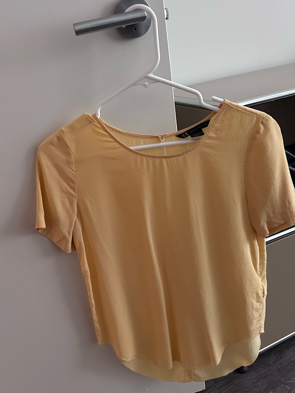 Armani Exchange Light Yellow Short Sleeve Women's Blouse